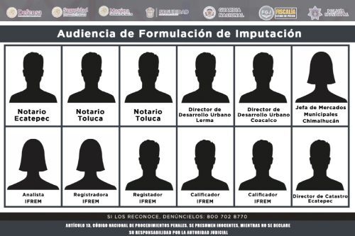 Suman 12 funcionarios detenidos por la operación "Restitución" en Edomex